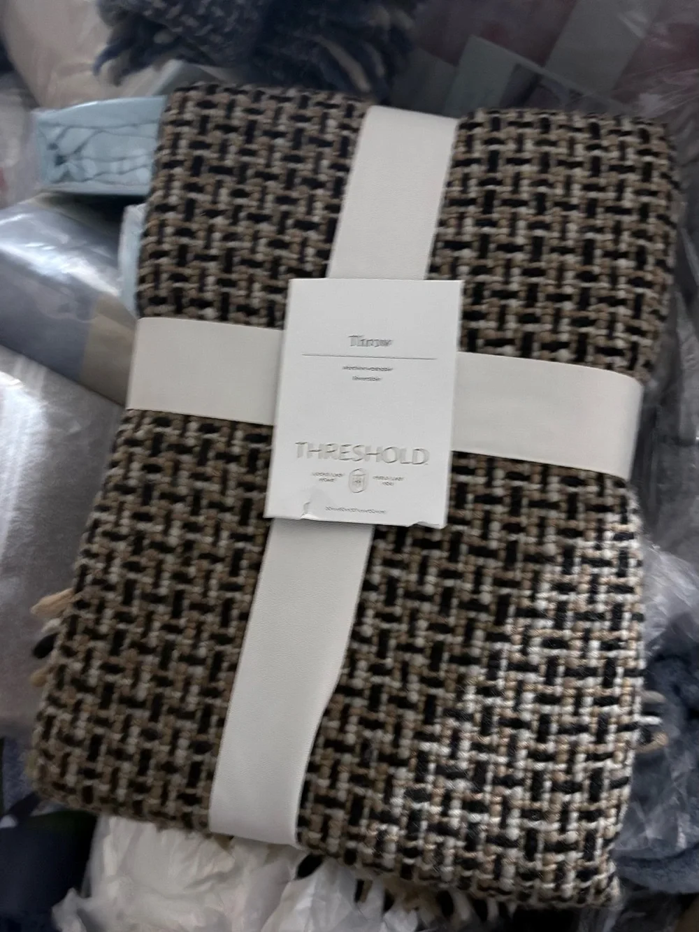 Threshold Blue and Cream Textured Woven Throw